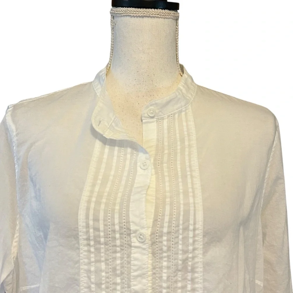 Lands End Lightweight Semi-Sheer Pin Tuck Long Sleeve Shirt Dress Coverup‎ SZ L